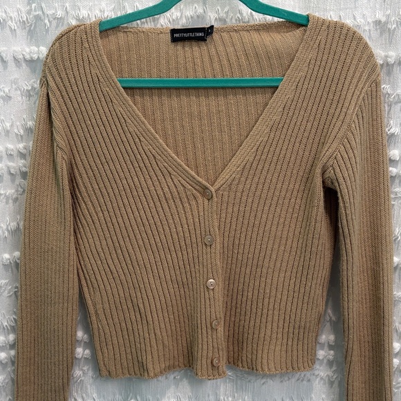 PrettyLittleThing Camel Ribbed Cardigan - Picture 4 of 5